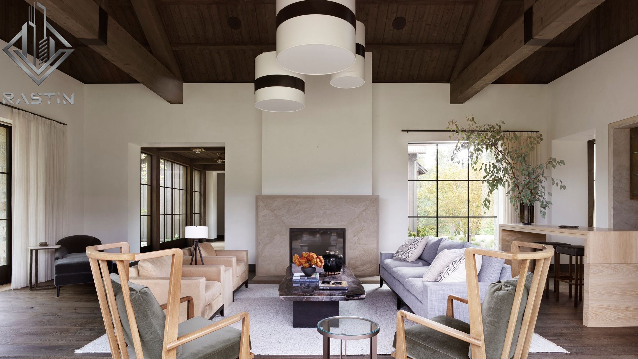 بازسازی هال و پذیرایی سبک روستیک